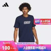 adidas阿迪达斯官方男装春季高尔夫运动上衣圆领短袖T恤HS5624 学院藏青蓝 A/XL