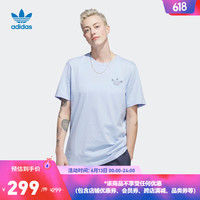 adidas阿迪达斯官方三叶草男装夏季新款印花运动圆领短袖T恤 浅蓝 A/XS