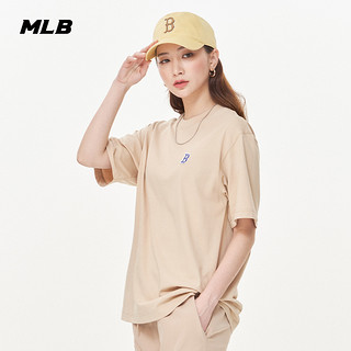 MLB 官方 男女情侣纯色刺绣logo短袖休闲时尚T恤23夏季新款TSB02