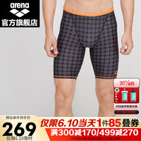 arena 阿瑞娜 2023男士泳裤50周年及膝五分游泳裤舒适速干专业训练游泳裤泳装 BKL黑色老花 S