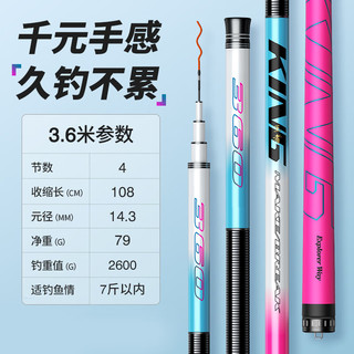 JIENUO/杰诺 冰蓝粉 鱼竿 3.6m 5H
