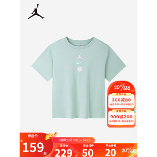 NIKE AIR JORDAN 耐克童装女童短袖T恤2023夏季新款儿童休闲短上衣 亚绿色 140/64(S)