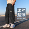 梦想邦尼男童裤子夏装2023新款大童冰丝休闲防蚊裤儿童男孩夏季速干裤薄款 黑色 120cm(建议身高120cm)