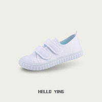温小影(HELLO YING)童鞋儿童白布鞋幼儿园小白鞋男童女童白色舞蹈鞋帆布鞋白球鞋 1888A 37码/内长23CM