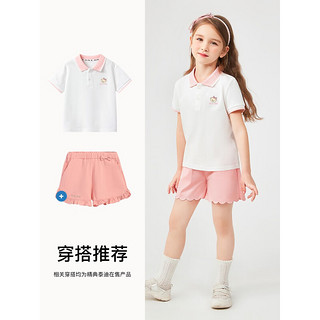 Classic Teddy精典泰迪女童T恤短袖儿童半袖上衣夏装套头衣服中小童装夏季新款 简约风泰迪白色 130