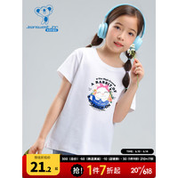 真维斯童装女童圆领短袖T恤卡通动物印花2023夏季新款儿童上衣KD A款-KD-32-673A02-白色8100 140