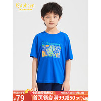 卡宾童装男童短袖t恤2023新款夏季儿童上衣中大童夏装男孩打底衫 克莱因蓝 140CM