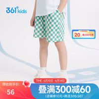 361°儿童裤子2023夏季不挂汗短裤男童中大童棋盘格针织五分裤 品绿170