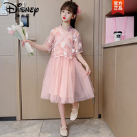迪士尼（Disney）女童连衣裙夏装2023新款儿童洋气公主裙夏季薄款女孩汉服超仙裙子 粉色 120(身高106-116)年龄5-6cm
