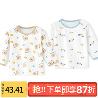 南极人(Nanjiren)宝宝睡衣夏季薄款男童家居空调衣服纯棉婴儿长袖儿童套装女童夏款 灰蓝小狗+卡其熊 120cm