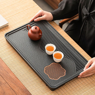 唐丰茶盘家用客厅轻奢现代功夫茶具托盘小型迷你干泡台简易沥水盘 观云茶盘36x24cm