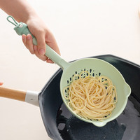 onlycook 厨房大号漏勺不粘锅专用笊篱捞面勺 长柄汤勺捞饺子勺子 绿色小熊款/单个