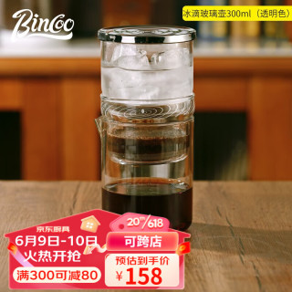 Bincoo咖啡冰滴壶玻璃家用冷萃壶便携冷泡瓶小型滴滤式冰酿壶 玻璃冰滴壶-300ml