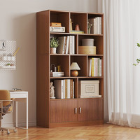木匠印记书柜家用陈列展示柜置物柜格子架储物柜收纳书架柜 深胡桃色80cm