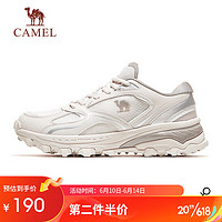 骆驼（CAMEL）运动鞋男女鞋网面透气休闲舒适跑鞋X23S09a7017 燕麦白