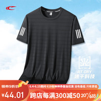 赛琪(SAIQI)短袖t恤男士夏季冰丝速干衣情侣运动 黑色 4XL