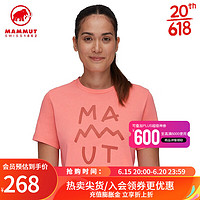 MAMMUT猛犸象Massone 女士户外攀岩透气时尚印花短款圆领T恤 粉橙色 L