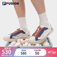 斐乐（FILA）FUSION斐乐官方潮牌POP男鞋帆布鞋2023夏新款板鞋厚底休闲鞋 微白/纯青色-WR 39