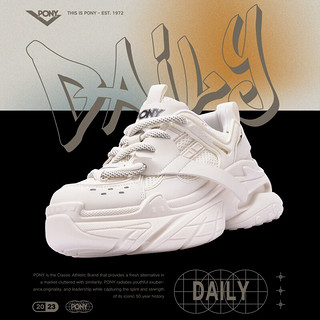 波尼（PONY）老爹鞋女款复古休闲增高耐磨厚底运动跑步鞋231W1DA02 米色 37