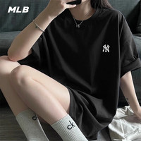 美职棒(MLB)官网短袖 23新款纯棉透气 NY老花大标 潮流情侣t恤男女 3ATSM0233 50BKS/NY黑色 XS