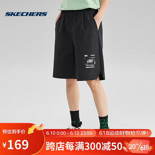 斯凯奇Skechers2023夏季短裤速干凉感男休闲潮牌跑步健身裤 L223M094-0018 碳黑 S