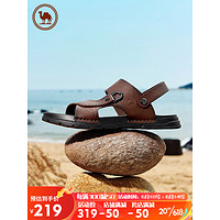 骆驼牌 男士百搭休闲凉鞋商务皮凉鞋透气户外沙滩鞋 P13M220016 棕色 41