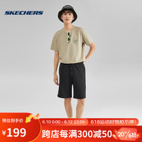 斯凯奇Skechers夏季男子休闲针织短裤透气运动裤舒适时尚 L223M092-0018 碳黑 L