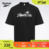 Reebok锐步官方2023夏季男女TEE经典复古针织短袖T恤23RMS409U 黑色 A/2XL
