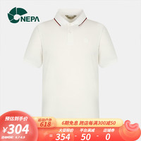 NEPA耐葩23年夏季新品男女款运动户外条纹翻领短袖POLOT恤7JD5243 米白 175/92A