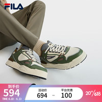 斐乐（FILA）官方SLAM男鞋摩登板鞋2023夏季新款轻便舒适运动休闲鞋 豆腐白/橄榄石色-TO 43