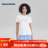 斯凯奇Skechers2023女子速干透气运动舒适轻盈短袖T恤 P223W058-0019 亮白色 L