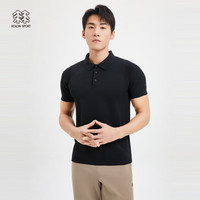 可隆 KOLON SPORT男款户外休闲运动短袖POLO衫弹力透气T恤 黑色BL 185/2XL