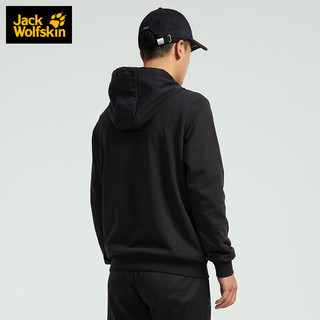 Jack Wolfskin狼爪男女款秋冬新品卫衣运动休闲外套印花连帽套头衫5720092 5720092-6000/黑色 XL  180/104A