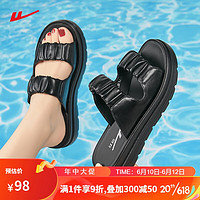 WARRIOR 回力 凉拖鞋女士户外穿休闲沙滩鞋耐磨运动凉鞋 WSL(WZ)-0644 黑色 35
