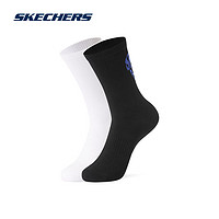 SKECHERS 斯凯奇 缤纷休闲系列爱心印花中筒袜L422U172 黑色/白色/02L4 S