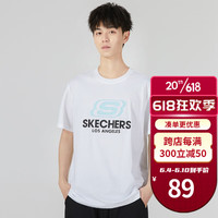斯凯奇短袖男装女装 23夏季新款户外运动服透气跑步纯棉半袖上衣T恤衫 L122U199-0019/亮白色/纯棉 S/165/84A
