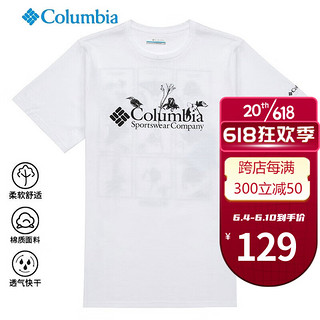 哥伦比亚（Columbia）T恤男士春夏季新款户外运动休闲棉质印花吸湿排汗透气短袖AX2960 AX2960106 2XL