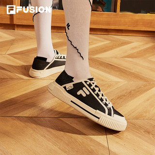 斐乐（FILA）FILA FUSION斐乐女鞋一脚蹬帆布鞋2023夏板鞋运动鞋 黑/奶白-BG 38
