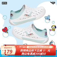 波尼（PONY）白鹿同款PONYxBT21联名款洞洞鞋夏季情侣ENJOY沙滩鞋 白/绿 39.5