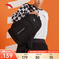 安踏(ANTA)运动双肩包2023夏季新款男女学生书包大容量旅行包休闲背包电脑包 基础黑色-1 46cm*31cm