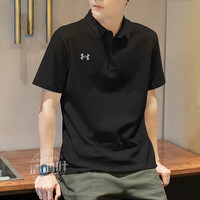 安德玛(Under Armour)官网男装 23夏新款高尔夫球运动短袖休闲速干透气t恤男士polo衫男 23500507-001/经典黑/速干透气 L/175