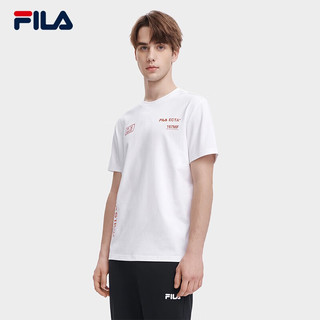 斐乐（FILA）官方男子短袖T恤2023夏新款时尚基础简约休闲针织短袖衫 标准白-WT 175/96A/L