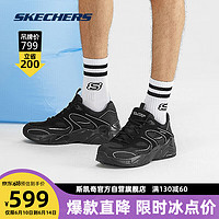 SKECHERS 斯凯奇 气泡熊猫鞋老爹鞋 全黑色/BBK 44