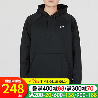 耐克（NIKE）卫衣男装春秋季加绒保暖户外运动服时尚百搭连帽防风休闲套头衫 DQ4835-010黑色 S