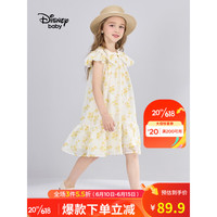 迪士尼（Disney）童装女童甜美碎花连衣裙儿童洋气夏装裙子2023夏季新款 黄色 120cm