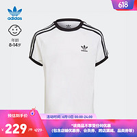 adidas阿迪达斯官方三叶草男大童夏季新款宽松运动圆领短袖T恤 白 176CM