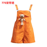 迈鱼夏季短袖T恤一家三口亲子四口全家母女背带裙全家套 775小熊橙色背带裙 女童90