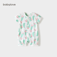 Babylove 婴儿短袖连体衣夏季薄款宝宝纯棉哈衣爬服新生儿衣服a类睡衣 傲娇天鹅 80cm