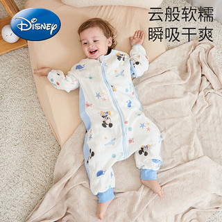 迪士尼（Disney）婴儿睡袋夏季薄款宝宝纱布睡袋儿童分腿睡袋空调房防踢被可拆卸袖 米奇 M码(适用身高80-95cm)