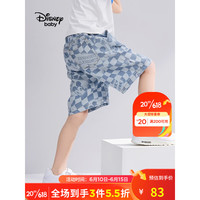 迪士尼(Disney)童装男童夏装牛仔棋盘格潮流中裤儿童夏季休闲裤2023新款 棋盘格米奇 110cm(建议体重30-38斤左右)